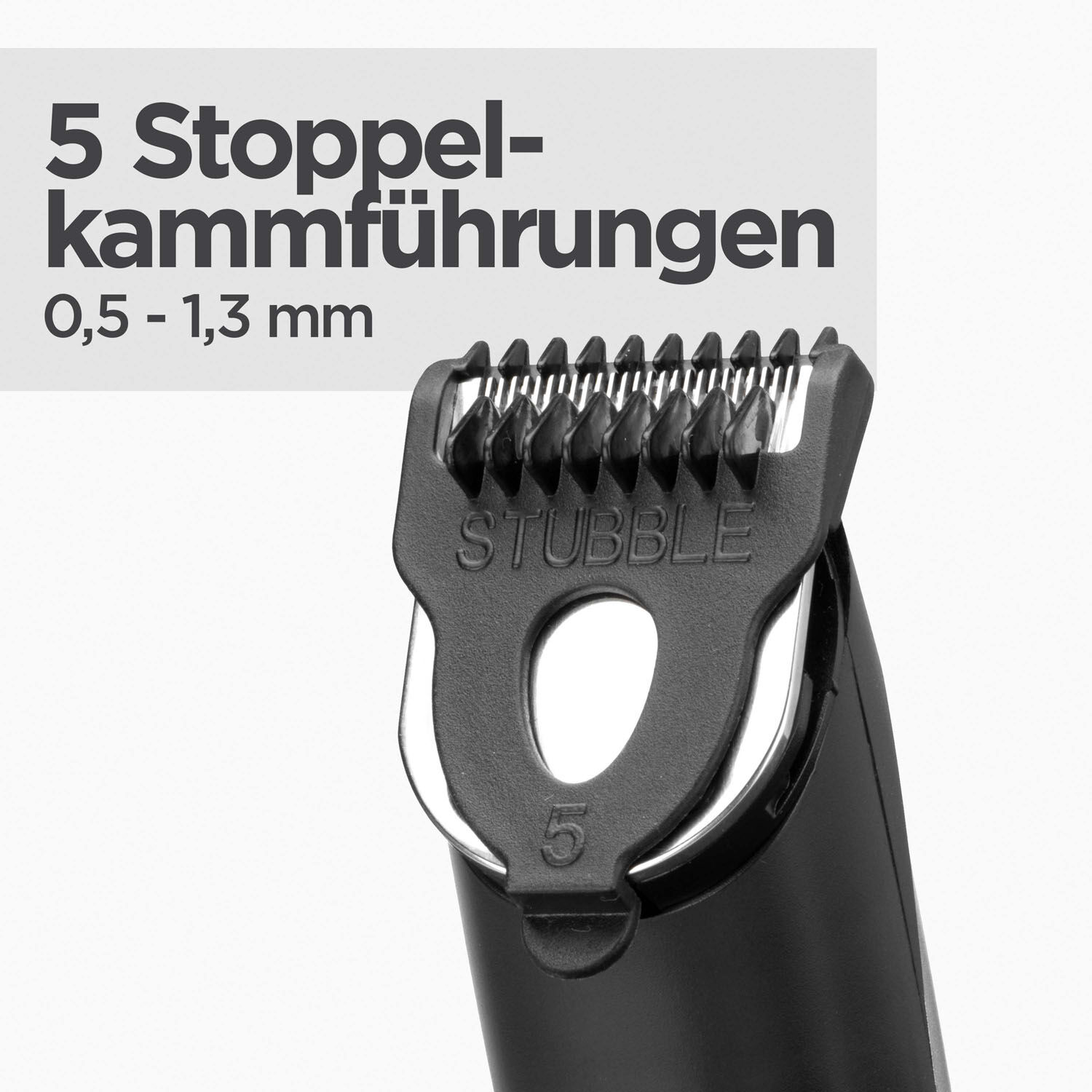 5 Stoppelkammf&uuml;hrungen 
0,5 - 1,3 mm